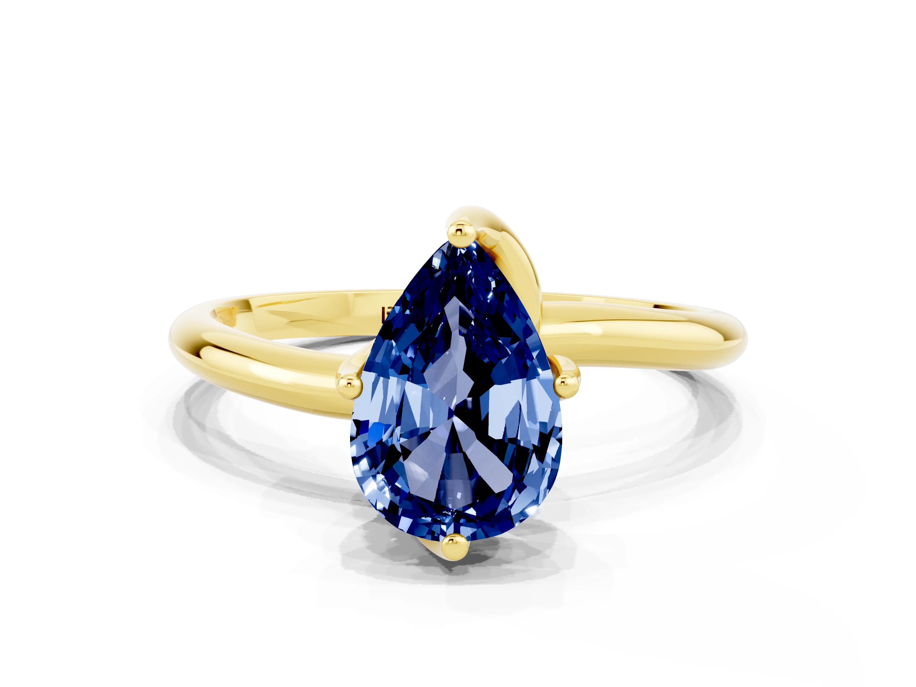 Yellow gold Pear Cut Blue Sapphire Solitaire Engagement Ring with Four-Prong Setting and Classic Band_12