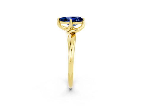 Yellow gold Pear Cut Blue Sapphire Solitaire Engagement Ring with Four-Prong Setting and Classic Band_14