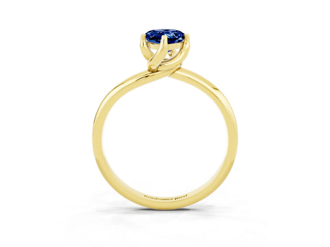 Yellow gold Pear Cut Blue Sapphire Solitaire Engagement Ring with Four-Prong Setting and Classic Band_15