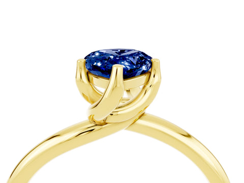 Yellow gold Pear Cut Blue Sapphire Solitaire Engagement Ring with Four-Prong Setting and Classic Band_16