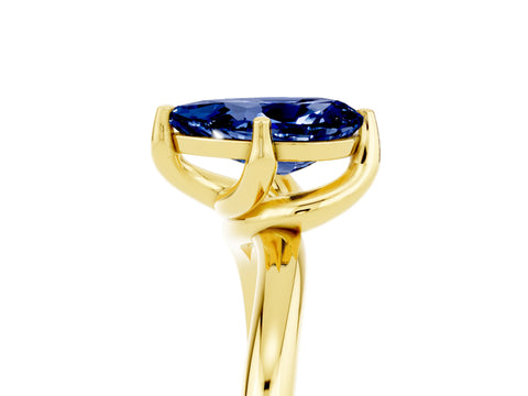 Yellow gold Pear Cut Blue Sapphire Solitaire Engagement Ring with Four-Prong Setting and Classic Band_17