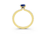 Yellow gold Pear Cut Blue Sapphire Solitaire Engagement Ring with Pavé Band and Four-Prong Setting_3
