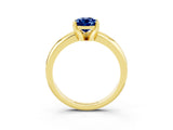 Yellow gold Pear Cut Blue Sapphire Solitaire Engagement Ring with Round Band and Four-Prong Setting_3