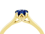 Yellow gold Pear Cut Blue Sapphire Solitaire Ring with Flower Prong Setting and Classic Band_40