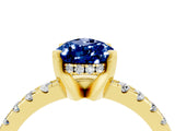 Yellow gold Pear Cut Blue Sapphire Solitaire Ring with Round  Pavé Band and Four-Prong Setting_40