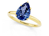 Yellow gold Pear Cut Blue Sapphire Solitaire Ring with Thin Band and Four-Prong Setting_13