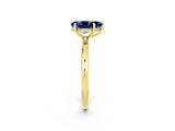 Yellow gold Pear Cut Blue Sapphire Solitaire Ring with Thin Band and Four-Prong Setting_14