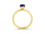 Yellow gold Pear Cut Blue Sapphire Solitaire Ring with Thin Band and Four-Prong Setting_15