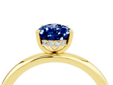 Yellow gold Pear Cut Blue Sapphire Solitaire Ring with Thin Band and Four-Prong Setting_16