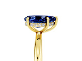 Yellow gold Pear Cut Blue Sapphire Solitaire Ring with Thin Band and Four-Prong Setting_17