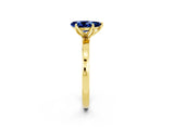 Yellow gold Pear Cut Blue Sapphire Solitaire Ring with Thin Band and Prong Setting_26
