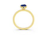 Yellow gold Pear Cut Blue Sapphire Solitaire Ring with Thin Band and Prong Setting_27