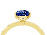 Yellow gold Pear Cut Blue Sapphire Solitaire Ring with Thin Band and Prong Setting_28