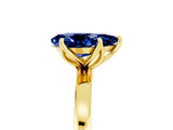 Yellow gold Pear Cut Blue Sapphire Solitaire Ring with Thin Band and Prong Setting_29