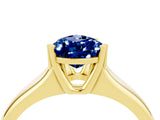 Yellow gold Pear Cut Blue Sapphire Solitaire Ring with Wide Band and Prong Setting_4