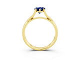 Yellow gold Pear Cut Blue Sapphire Solitaire Twist Band Prong Setting Ring_51