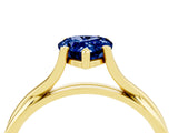 Yellow gold Pear Cut Blue Sapphire Solitaire Twist Band Prong Setting Ring_52