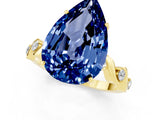 Yellow gold Pear Cut Blue Sapphire Solitaire Twisted Band with Round  Accents and Prong Setting_13