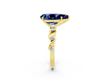 Yellow gold Pear Cut Blue Sapphire Solitaire Twisted Band with Round  Accents and Prong Setting_14