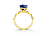 Yellow gold Pear Cut Blue Sapphire Solitaire Twisted Band with Round  Accents and Prong Setting_15