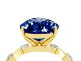 Yellow gold Pear Cut Blue Sapphire Solitaire Twisted Band with Round  Accents and Prong Setting_16