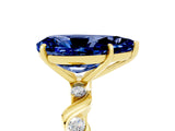 Yellow gold Pear Cut Blue Sapphire Solitaire Twisted Band with Round  Accents and Prong Setting_17