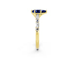 Yellow gold Pear Cut Blue Sapphire Solitaire with Side Baguettes and Channel Set Band_2
