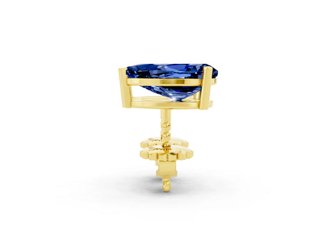Yellow gold Pear Cut Blue Sapphire Stud Earrings_20