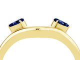 Yellow gold Pear Cut Blue Sapphire Two-Stone Open Band Ring with Prong Setting_10