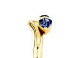 Yellow gold Pear Cut Blue Sapphire Two-Stone Open Band Ring with Prong Setting_11