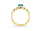 Yellow gold Pear Cut Blue Topaz Cluster Side Stone Solitaire Ring with Prong Setting_27
