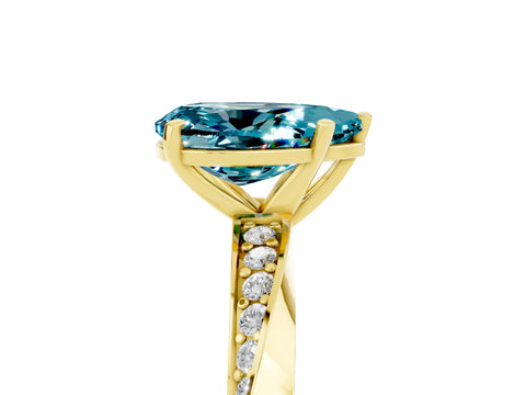 Yellow gold Pear Cut Blue Topaz Engagement Ring with Side Stone Accents and Four-Prong Setting_32