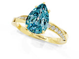 Yellow gold Pear Cut Blue Topaz Engagement Ring with Side Stone Accents and Four-Prong Setting_61