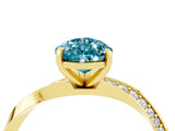 Yellow gold Pear Cut Blue Topaz Engagement Ring with Side Stone Accents and Four-Prong Setting_64
