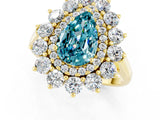 Yellow gold Pear Cut Blue Topaz Floral Double Halo Engagement Ring with Prong Setting_37