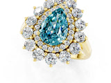 Yellow gold Pear Cut Blue Topaz Floral Double Halo Engagement Ring with Prong Setting_49