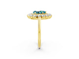 Yellow gold Pear Cut Blue Topaz Floral Double Halo Engagement Ring with Prong Setting_50