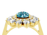 Yellow gold Pear Cut Blue Topaz Floral Double Halo Engagement Ring with Prong Setting_52