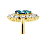Yellow gold Pear Cut Blue Topaz Floral Double Halo Engagement Ring with Prong Setting_53