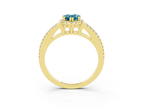 Yellow gold Pear Cut Blue Topaz Halo Split Shank Engagement Ring_15