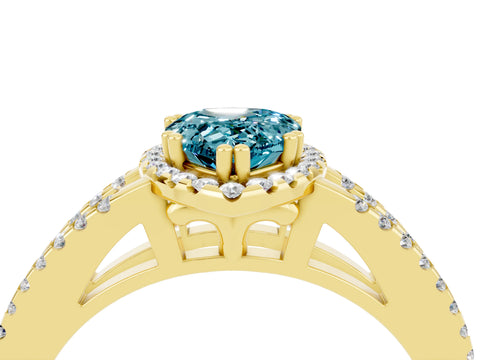 Yellow gold Pear Cut Blue Topaz Halo Split Shank Engagement Ring_16