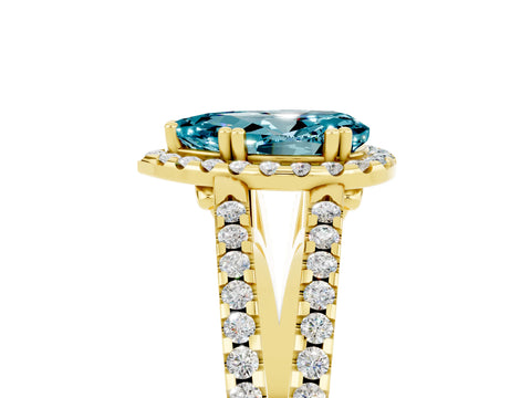 Yellow gold Pear Cut Blue Topaz Halo Split Shank Engagement Ring_17