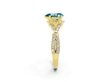 Yellow gold Pear Cut Blue Topaz  Halo Twist Band Solitaire Prong Setting Ring_38