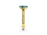 Yellow gold Pear Cut Blue Topaz Milgrain Pavé Engagement Ring with Four-Prong Setting_2