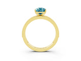 Yellow gold Pear Cut Blue Topaz Milgrain Pavé Engagement Ring with Four-Prong Setting_3