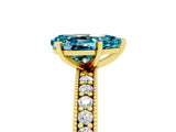 Yellow gold Pear Cut Blue Topaz Milgrain Pavé Engagement Ring with Four-Prong Setting_5