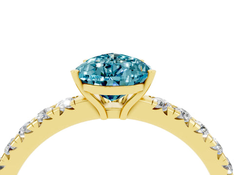 Yellow gold Pear Cut Blue Topaz Pavé Solitaire Engagement Ring with Four-Prong Setting_16