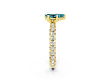 Yellow gold Pear Cut Blue Topaz Pavé Solitaire Ring with Round Band and Prong Setting_26