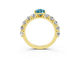 Yellow gold Pear Cut Blue Topaz Prong Setting with Side Stones on a Pave Band_3