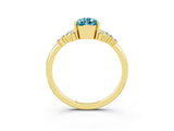 Yellow gold Pear Cut Blue Topaz Ring with Side Stones and Four-Prong Setting_39